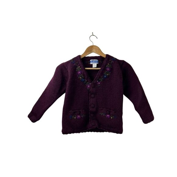 Vintage Pendleton Girls M 100% Wool Cardigan Sweater Embroidered Floral - Picture 13 of 16